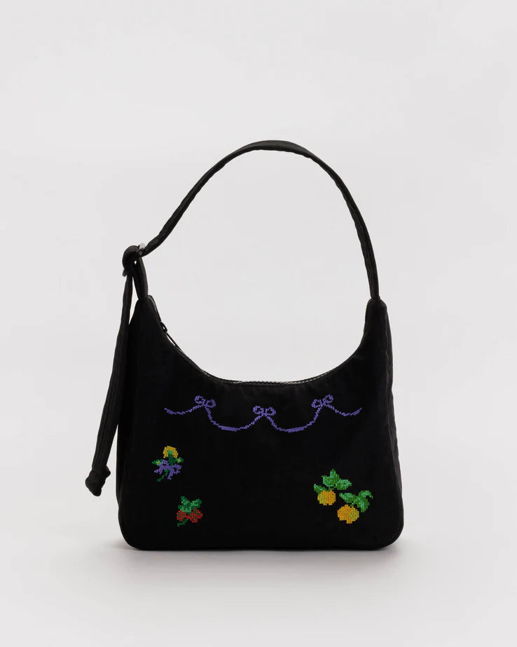Mini Nylon Shoulder Bag- Cross Stitch