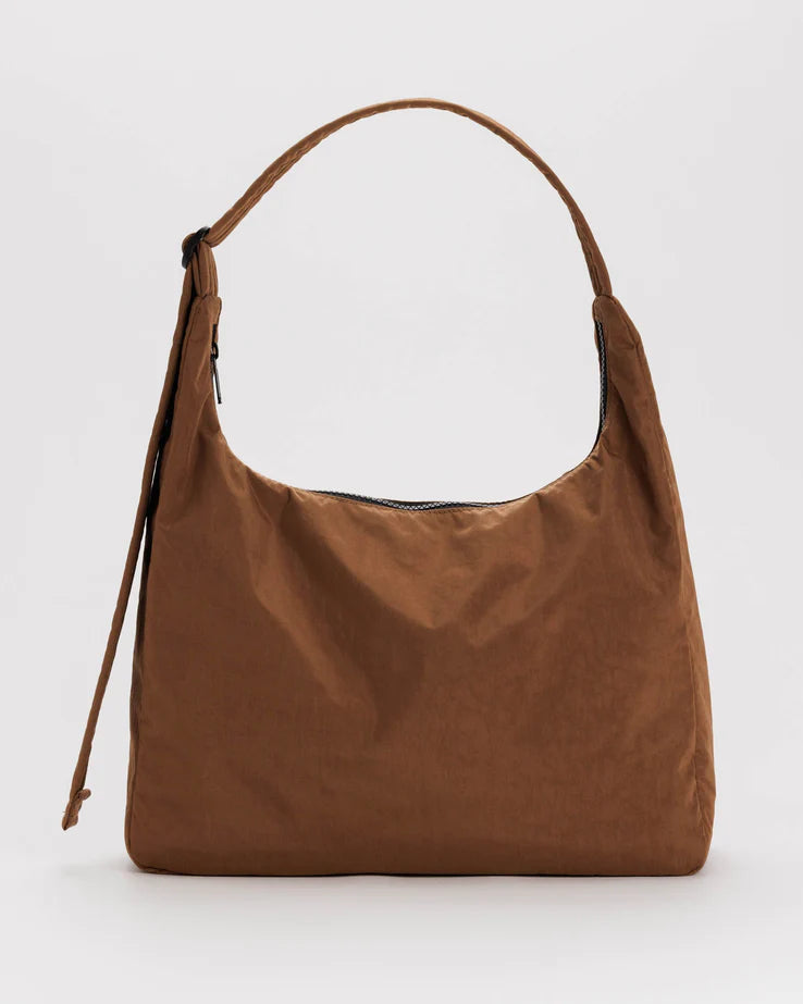 Nylon Shoulder Bag- Brown