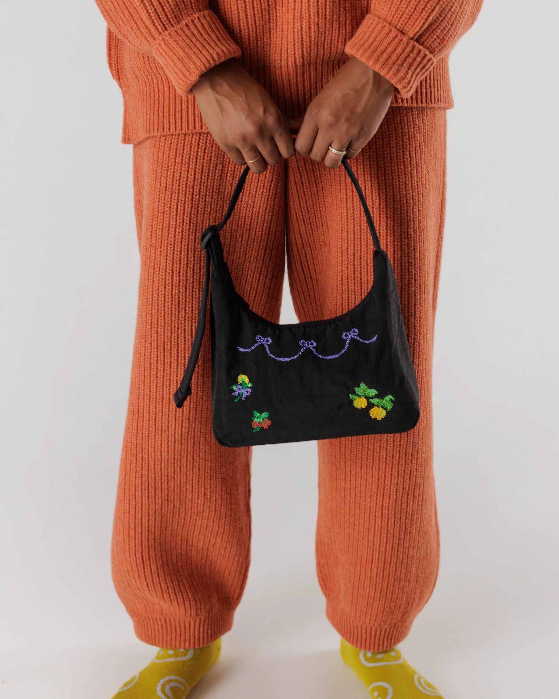 Mini Nylon Shoulder Bag- Cross Stitch