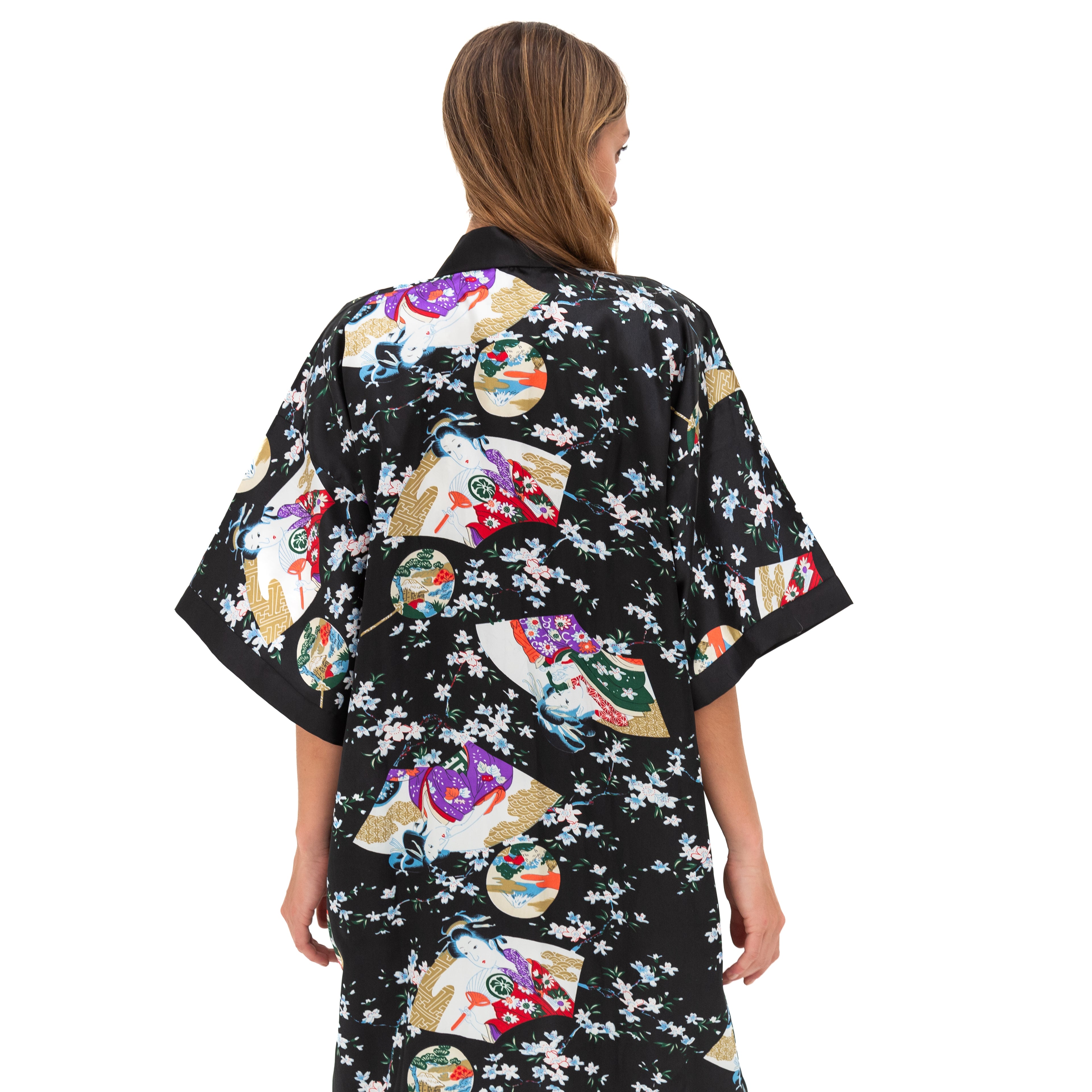 Kimono negro con print