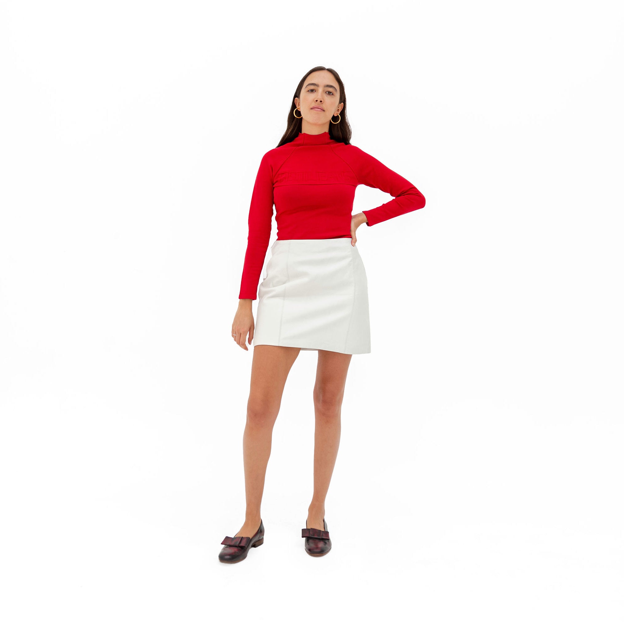 Mini falda piel blanca